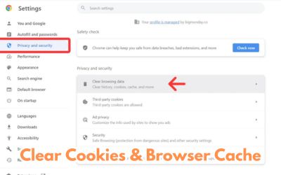 Clear cookies and browser cache